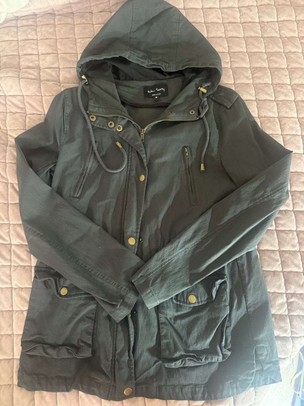 Hooded Utility Jacket in Olive Green - Calvin Klein
